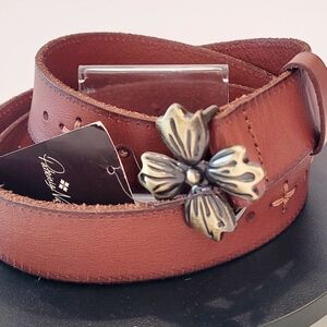 Patricia Nash Astrid Leather Belt with  Floral Buckle